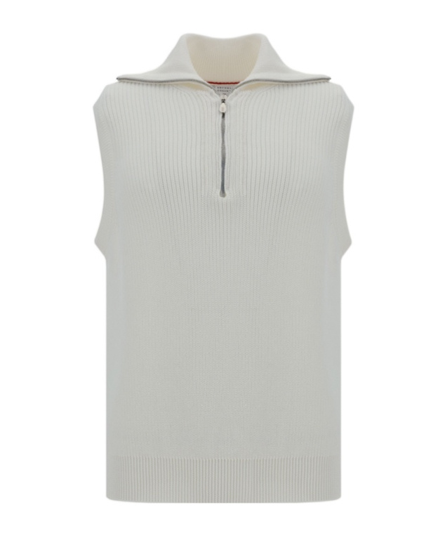 Brunello Cucinelli Sleeveless Sweater In Gray