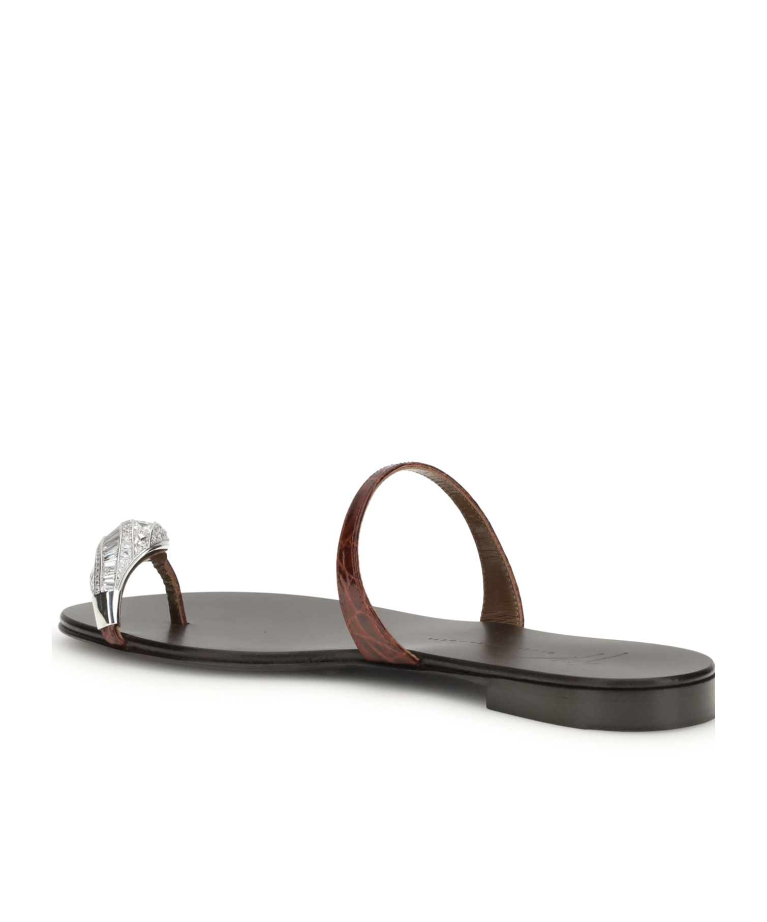 Giuseppe Zanotti Brown Calf Leather Bos Taurus Flat Sandals In Brown
