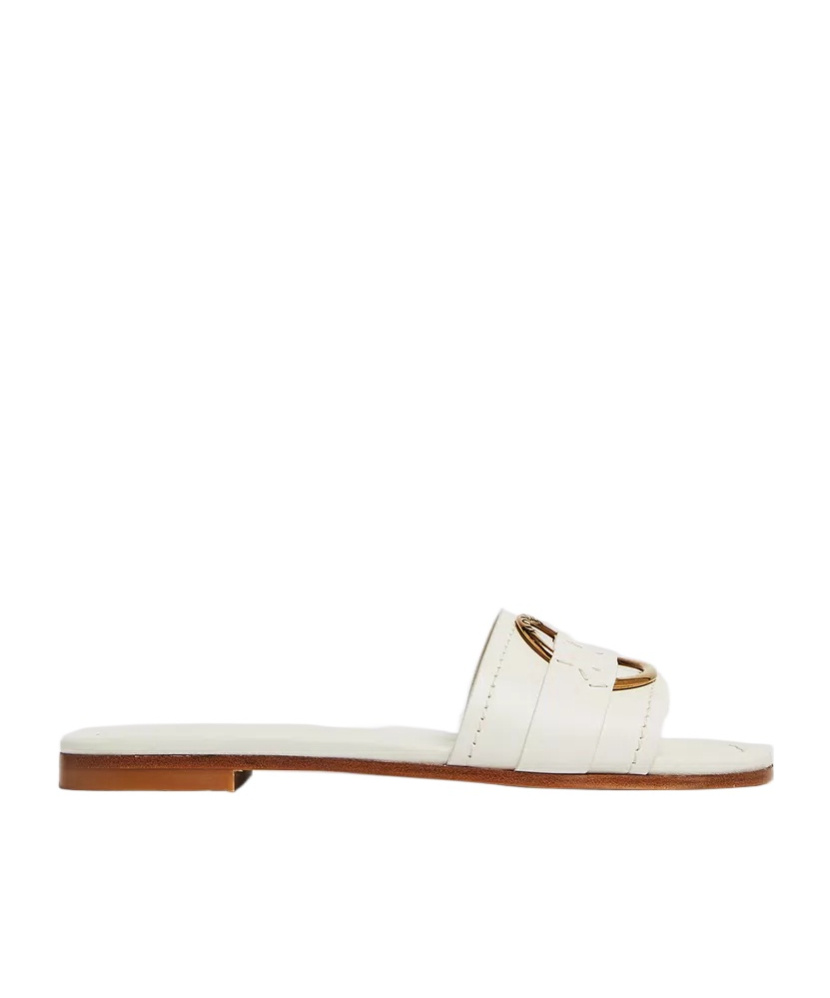 Moncler Bell Leather Slides In White