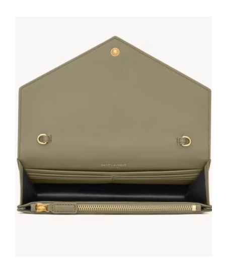 Saint Laurent Cassandre Envelope Chain Wallet In Lambskin