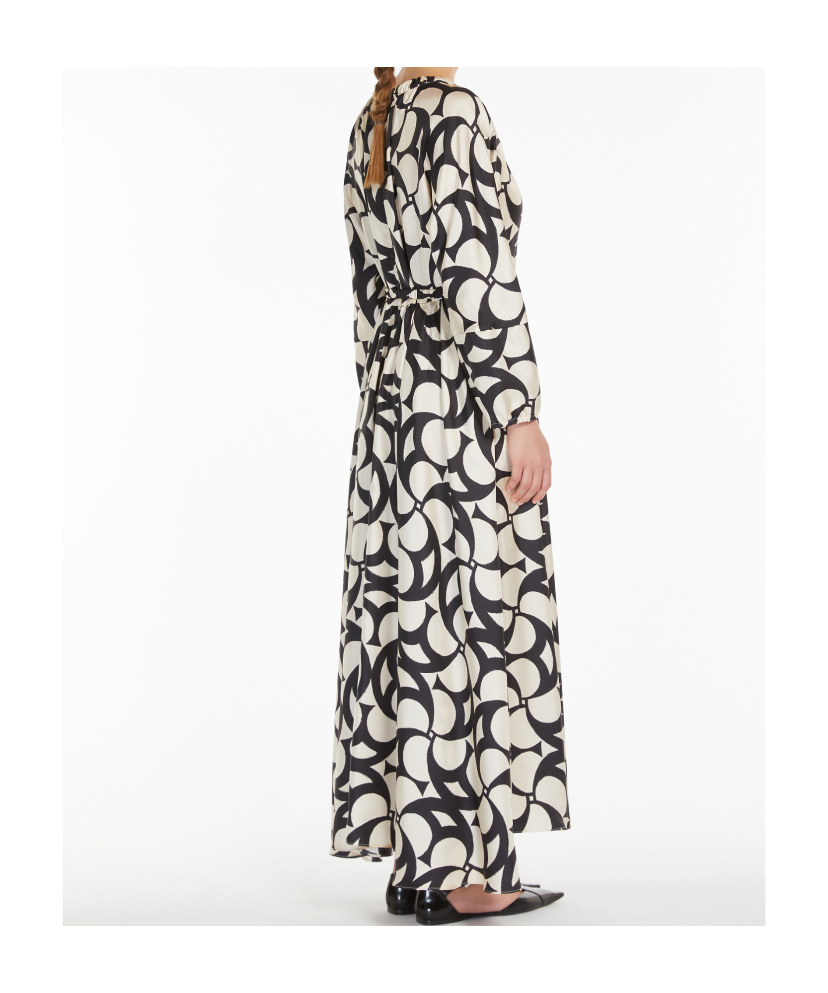 Max Mara Paggio Ivory Stripe Dress In Black
