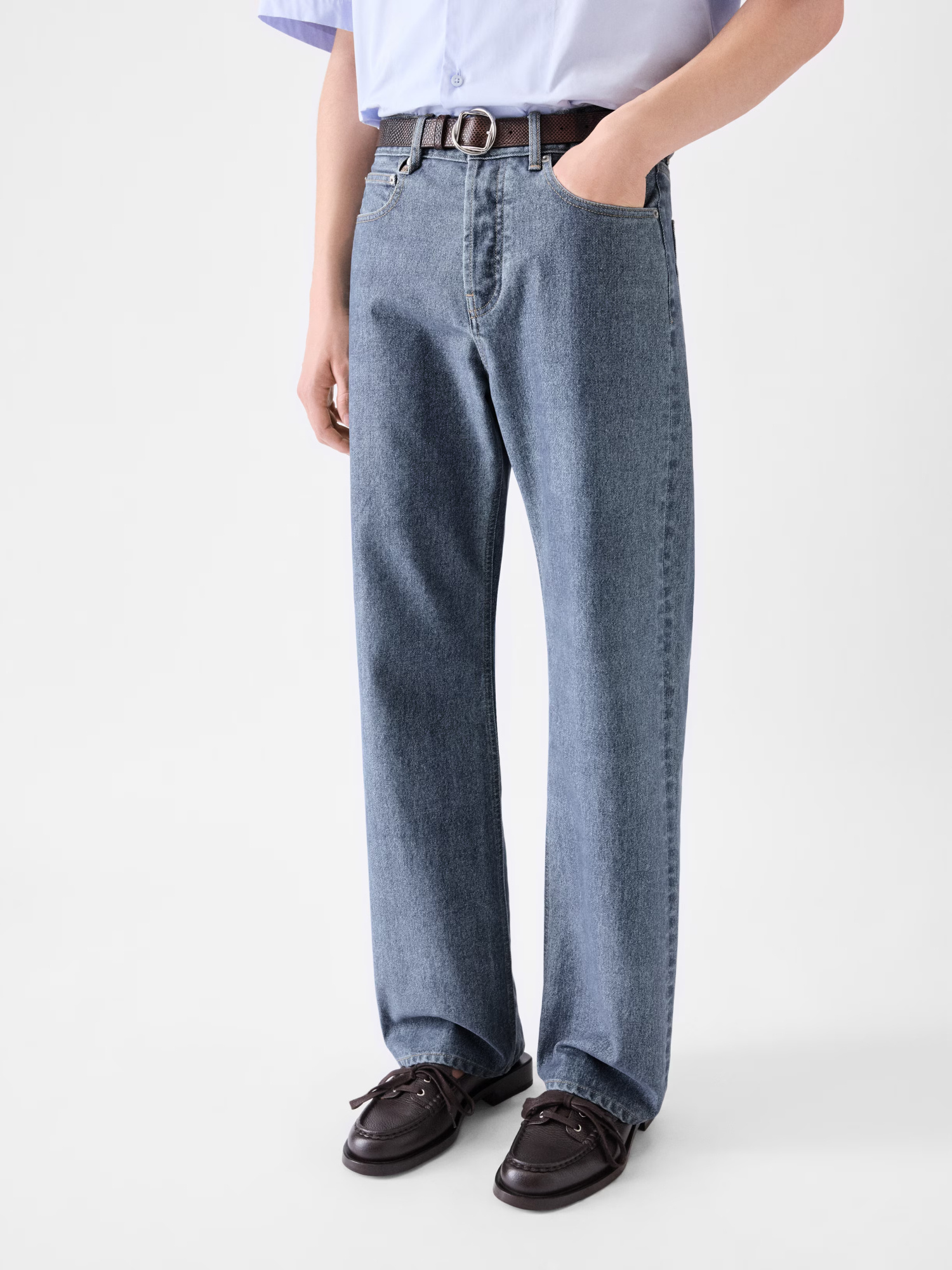 Jacquemus Straight Cut Denim Trousers Pockets In Blue