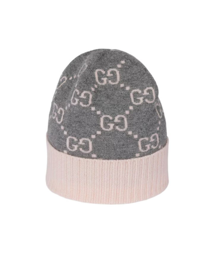 Gucci Gg Cashmere Jacquard Hat In Gray