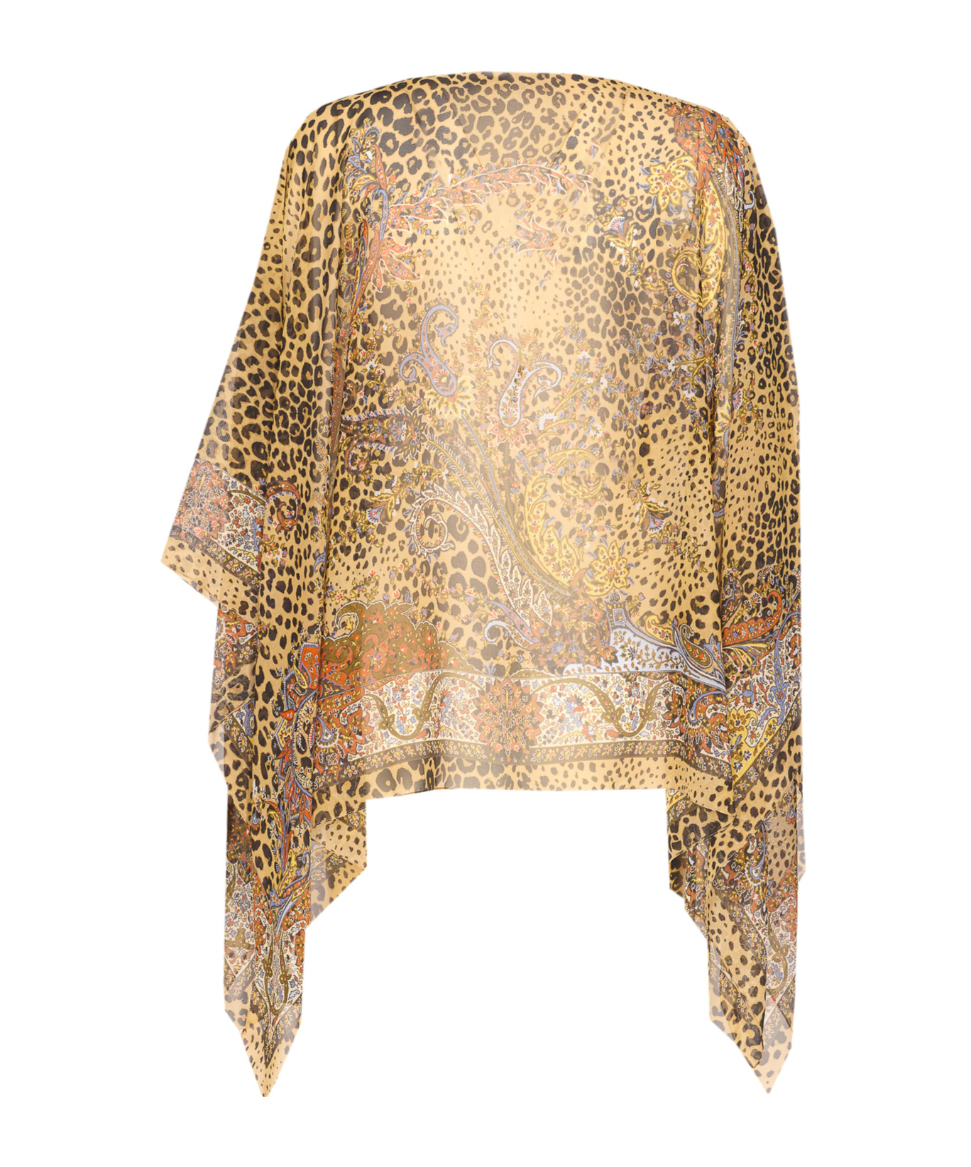 Etro Paisley Printed Draped Poncho In Brown