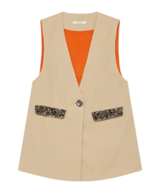 Maliparmi Sequin-embellished V-neck Waistcoat In Green