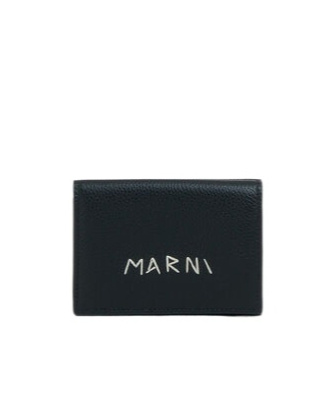 Marni Textured Wallet With Logo Detail In Black