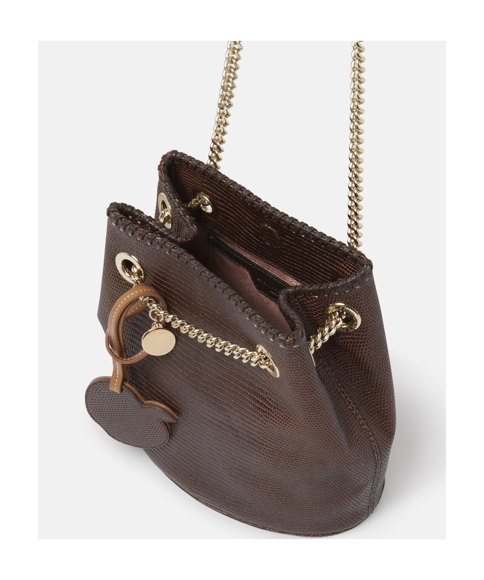 Stella Mccartney Falabella Embossed Bucket Bag In Brown