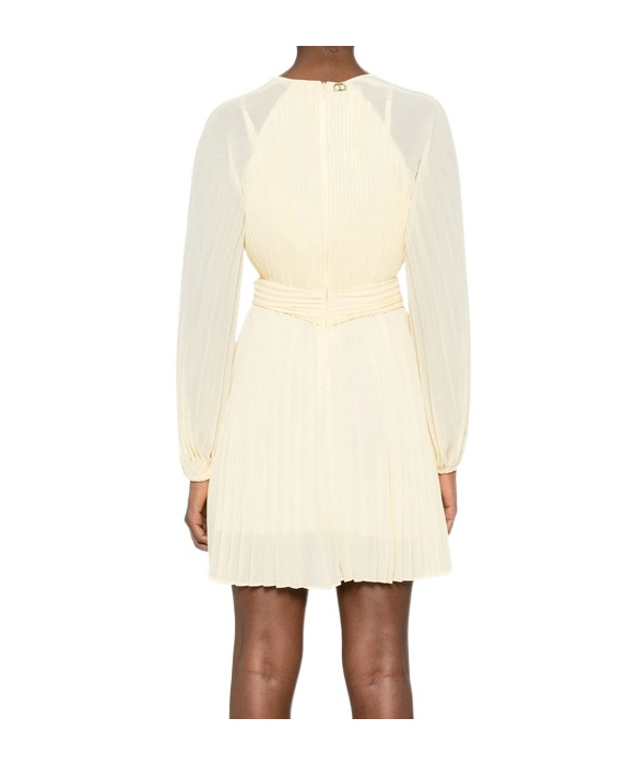 Shop Twinset Plissé Mini Dress In Nude