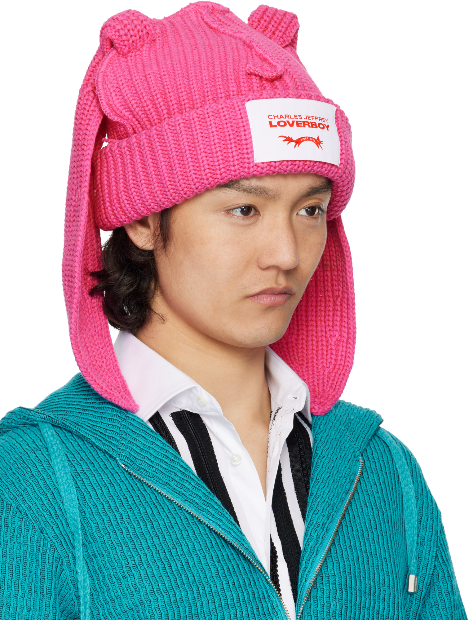Charles Jeffrrey Loverboy Chunky Rabbit Beanie In Pink