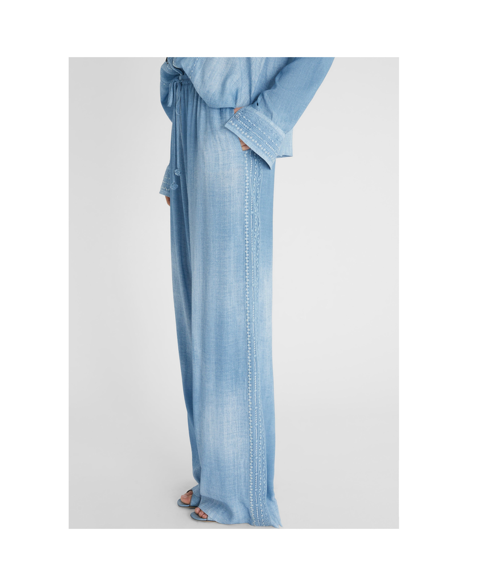 Ermanno Scervino Drawstring Wide-leg Pants In Blue