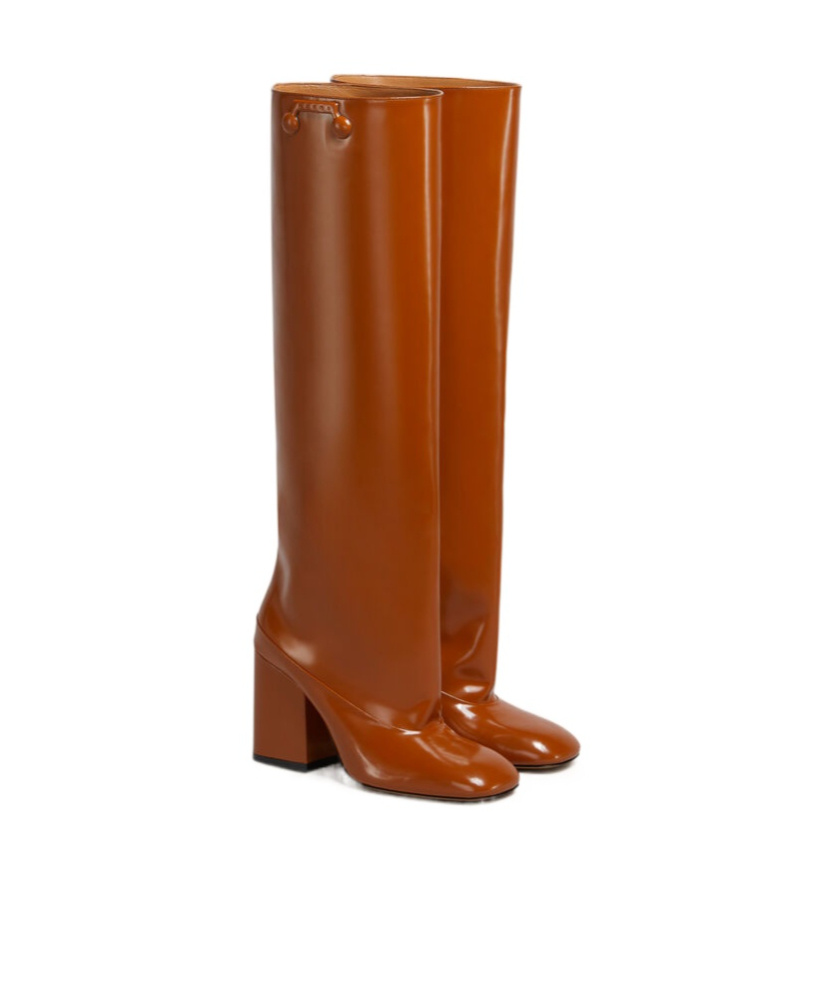 Marni Brown Leather Trunkaroo Knee-high Boot In Brown