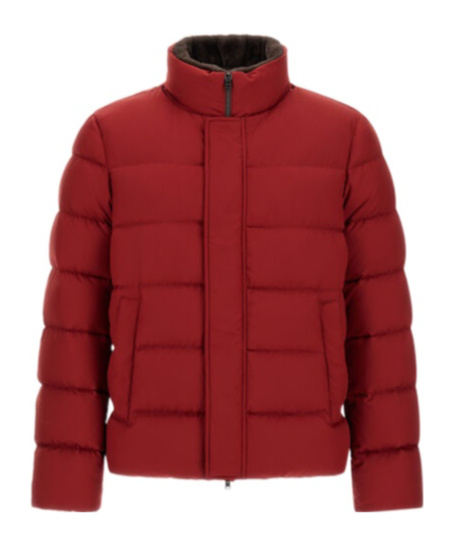 Herno Bomber Jacket In Arendelle And Faux Fur In Red
