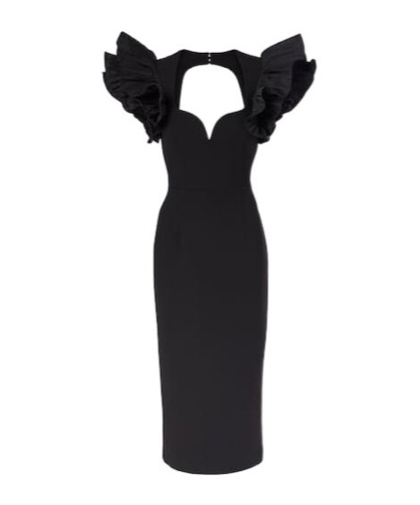 Rebecca Vallance Ella Puff-sleeve Midi Dress In Black