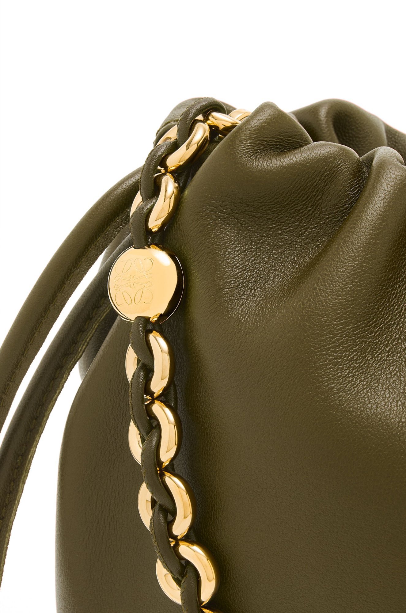 Shop Loewe Flamenco Purse Bucket Bag In Mellow Nappa Lambskin In Green