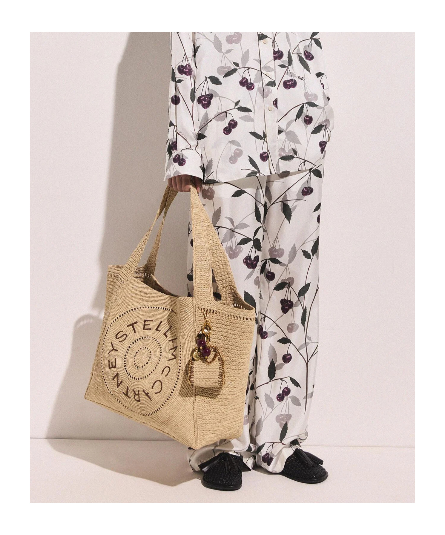 Stella Mccartney Logo Raffia Large Tote Bag