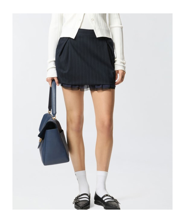 Pinko Hamburger Pinstripe-detail Mini Skirt In Blue