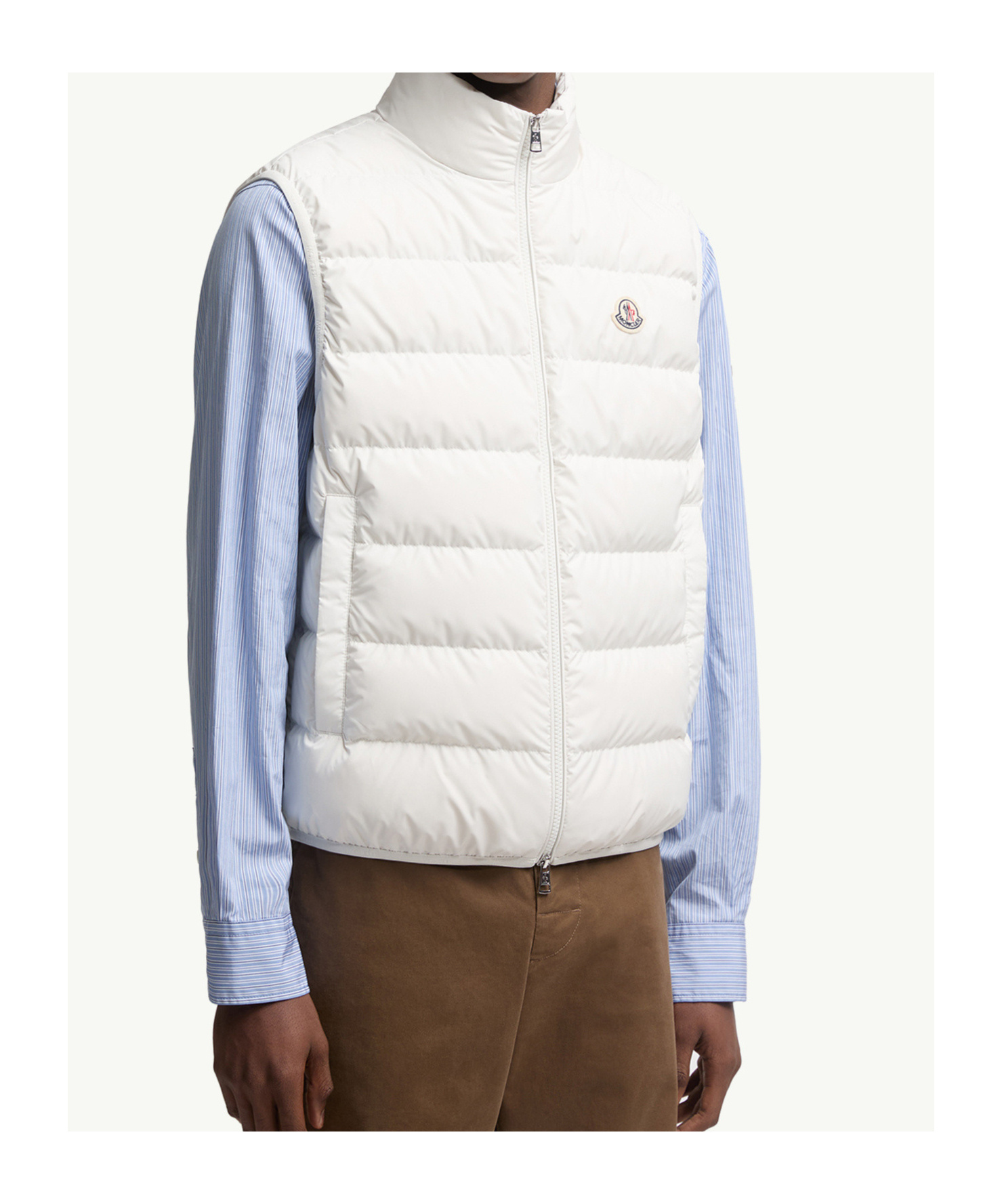 Moncler Mens Natural Contrin Brand-badge Shell-down Gilet In White