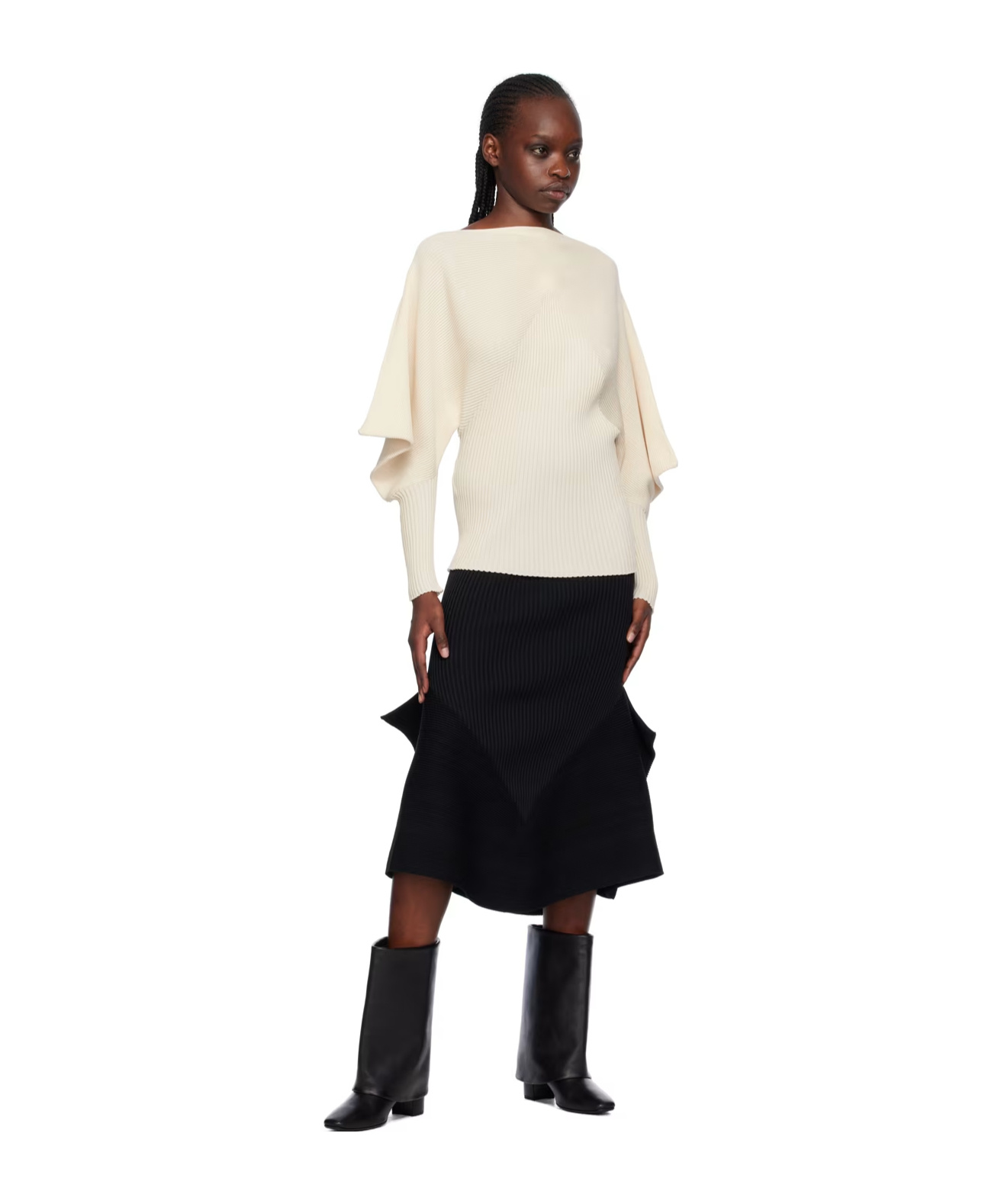 Issey Miyake Bat-sleeve Sweater With Boat Collar In White