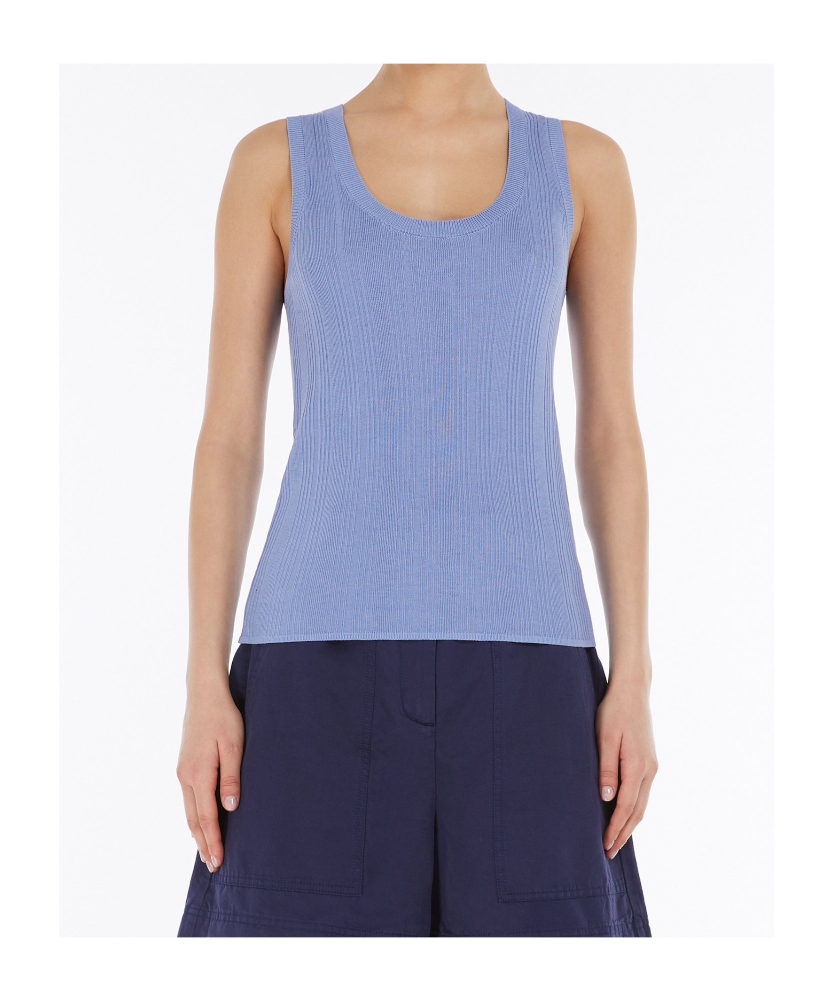 Weekend Max Mara Crew Neck Vest In Blue
