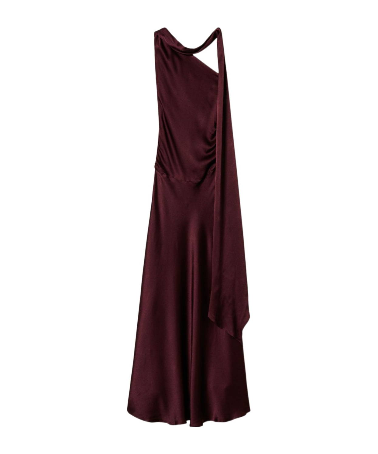 Twinset One-shoulder Satin Dress In Brown