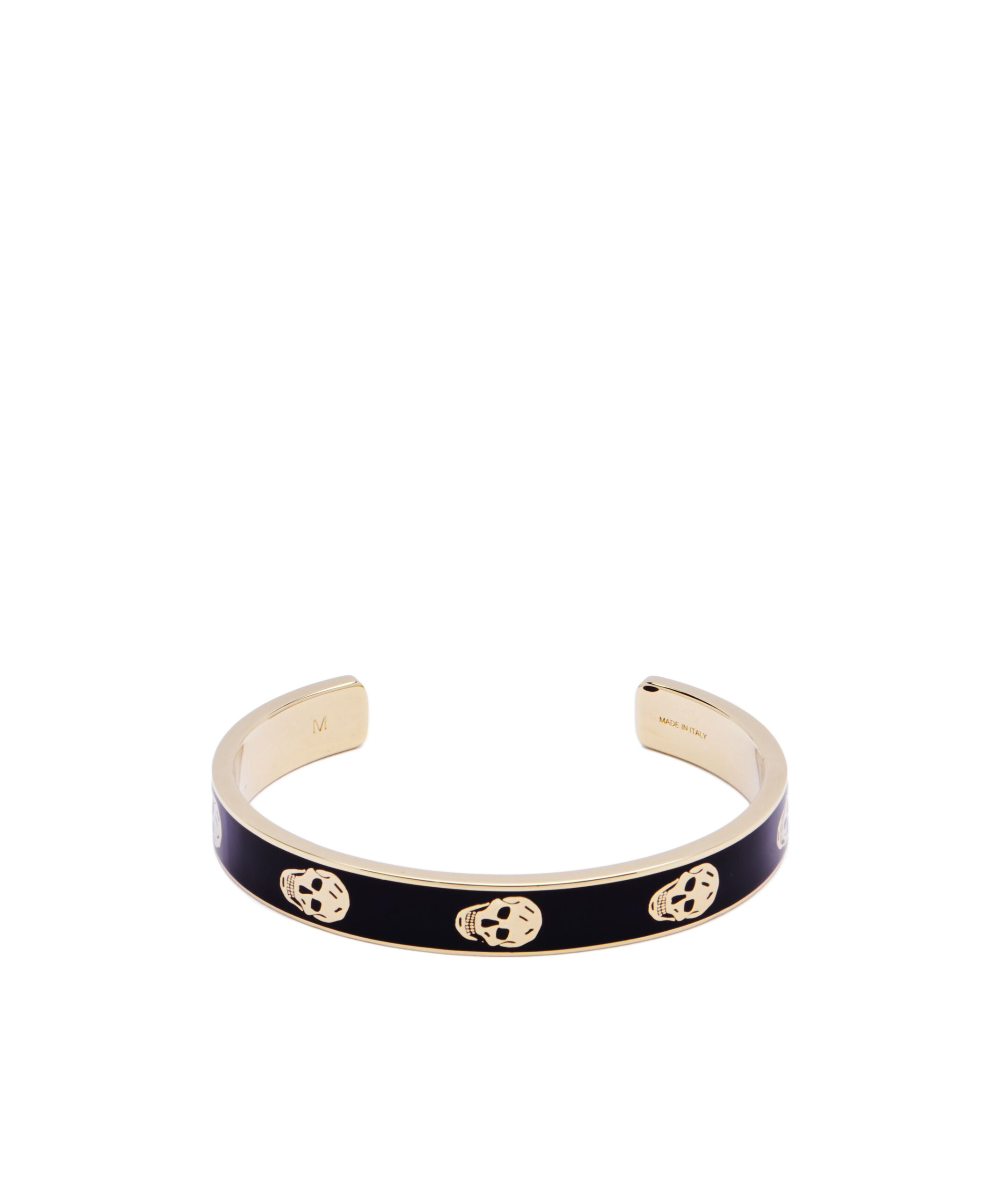 Alexander Mcqueen Women's Thin Skull Cuff In Black/gold In Black
