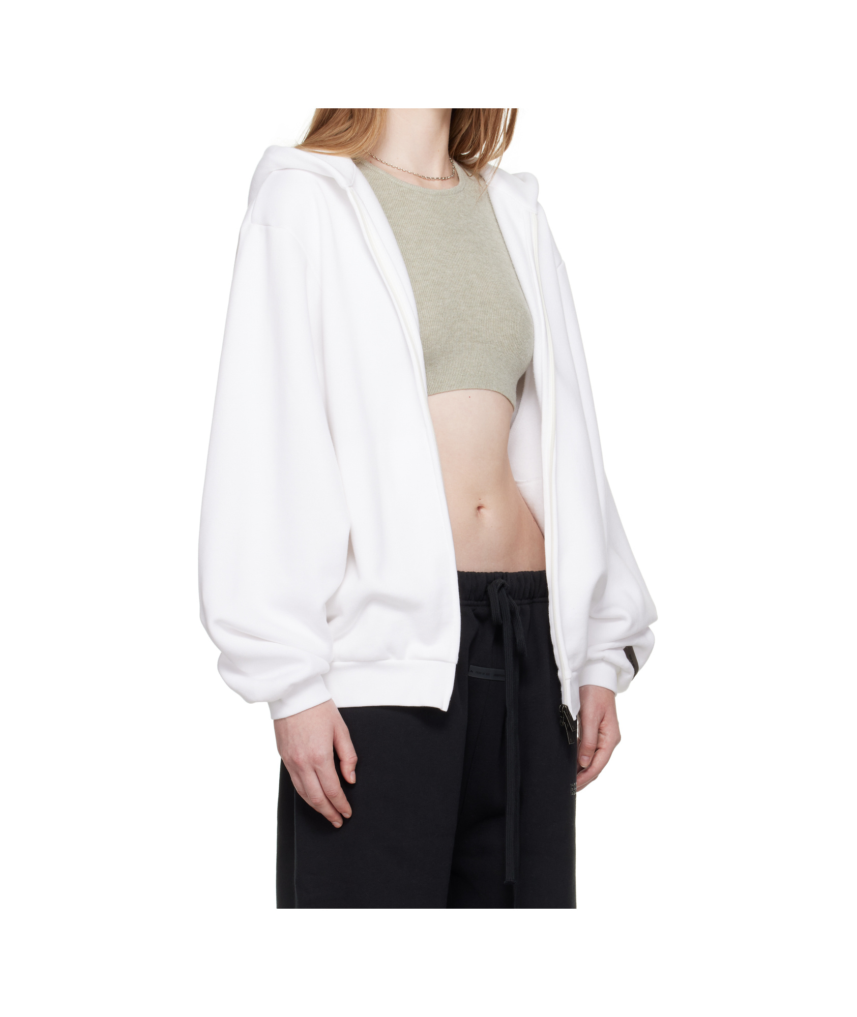 Essentials Zipper Hooded Sweatshirt In White