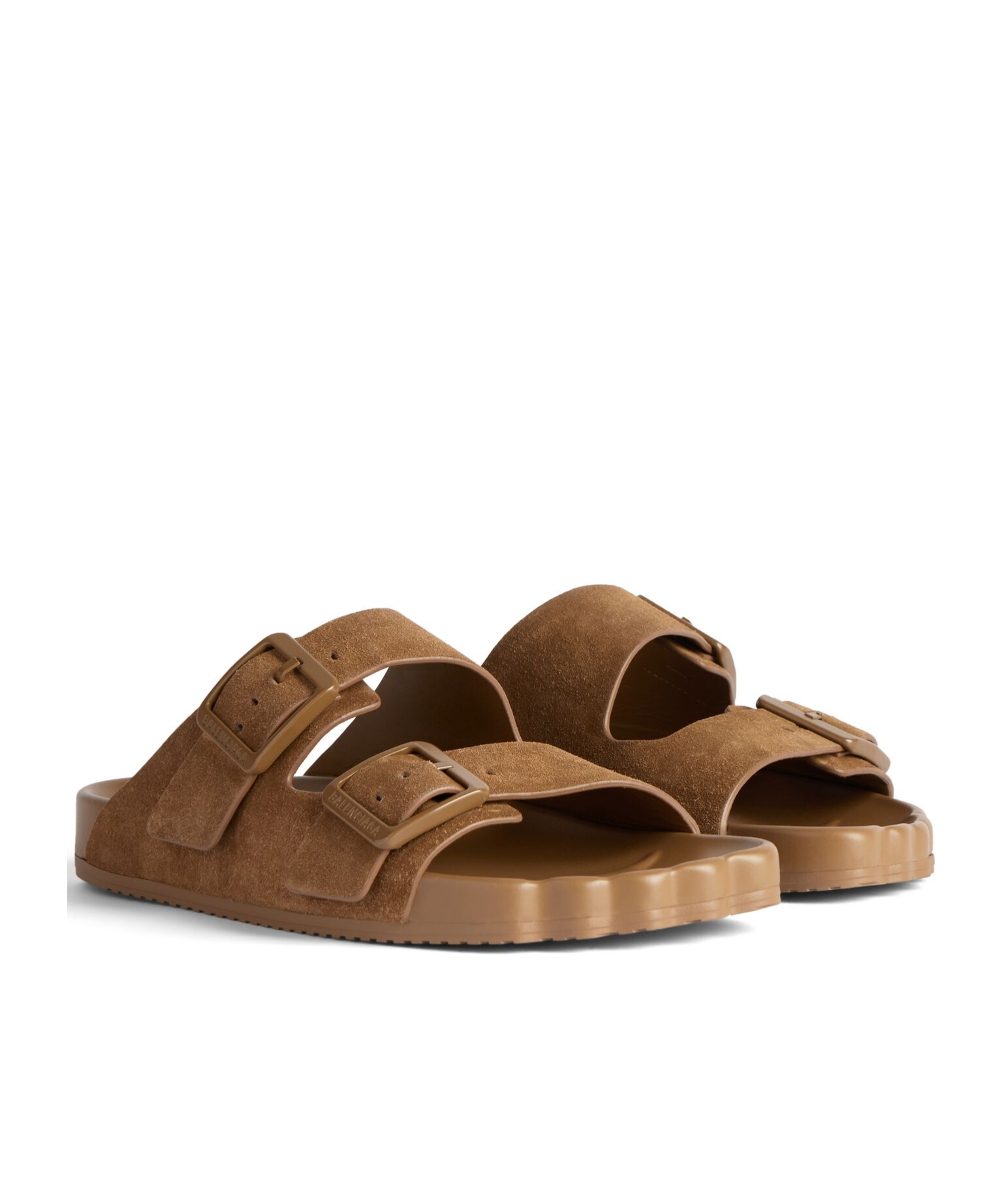 Balenciaga Camel Suede Sunday Slippers In Brown