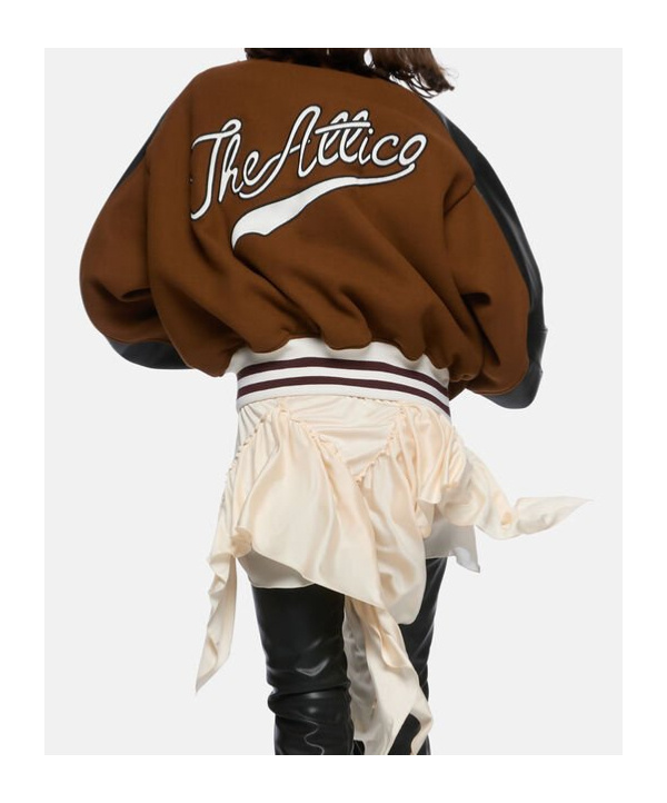 Attico College Bomber Jacket In Brown
