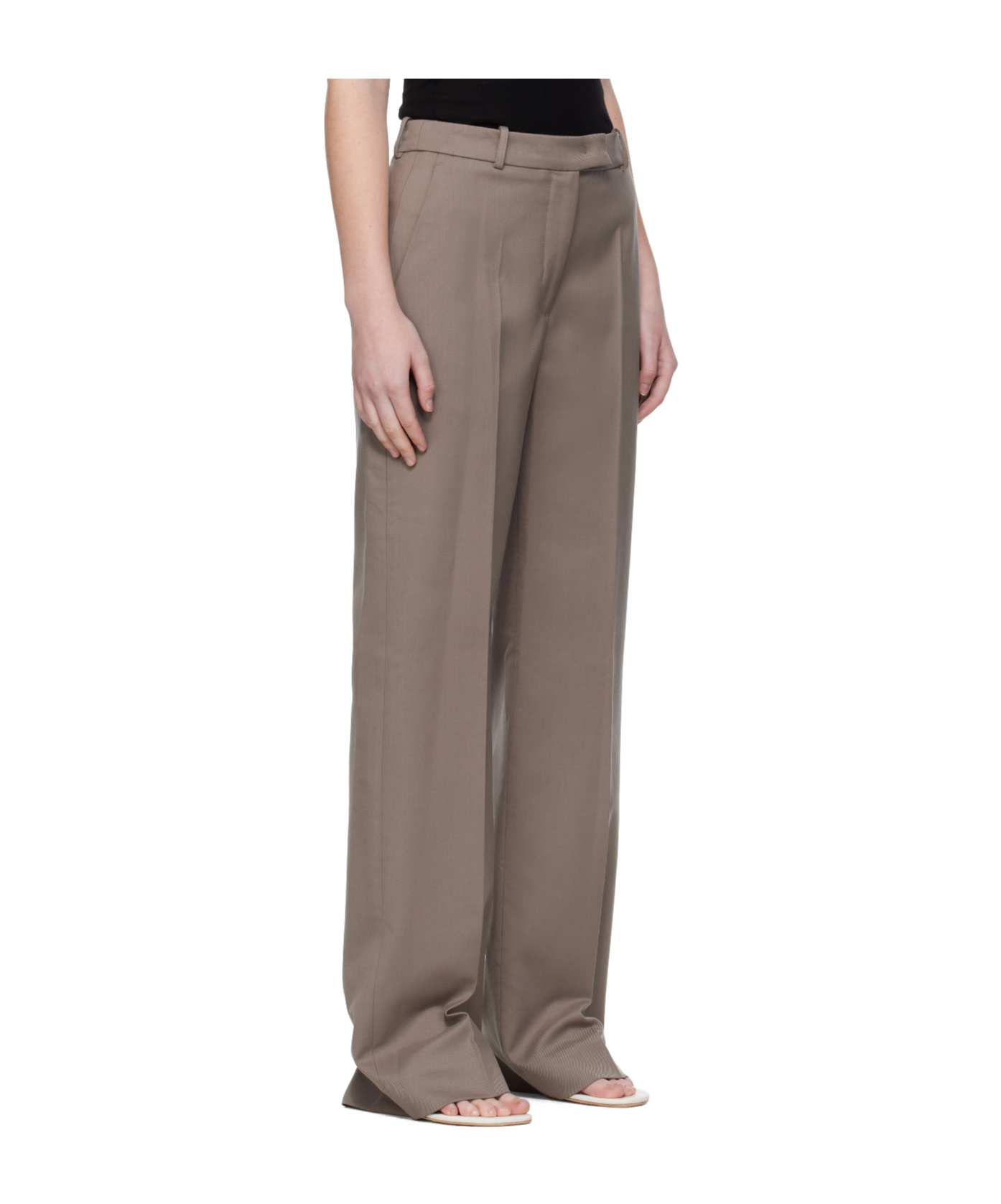 The Frankie Shop Lenora Straight Trousers In Brown