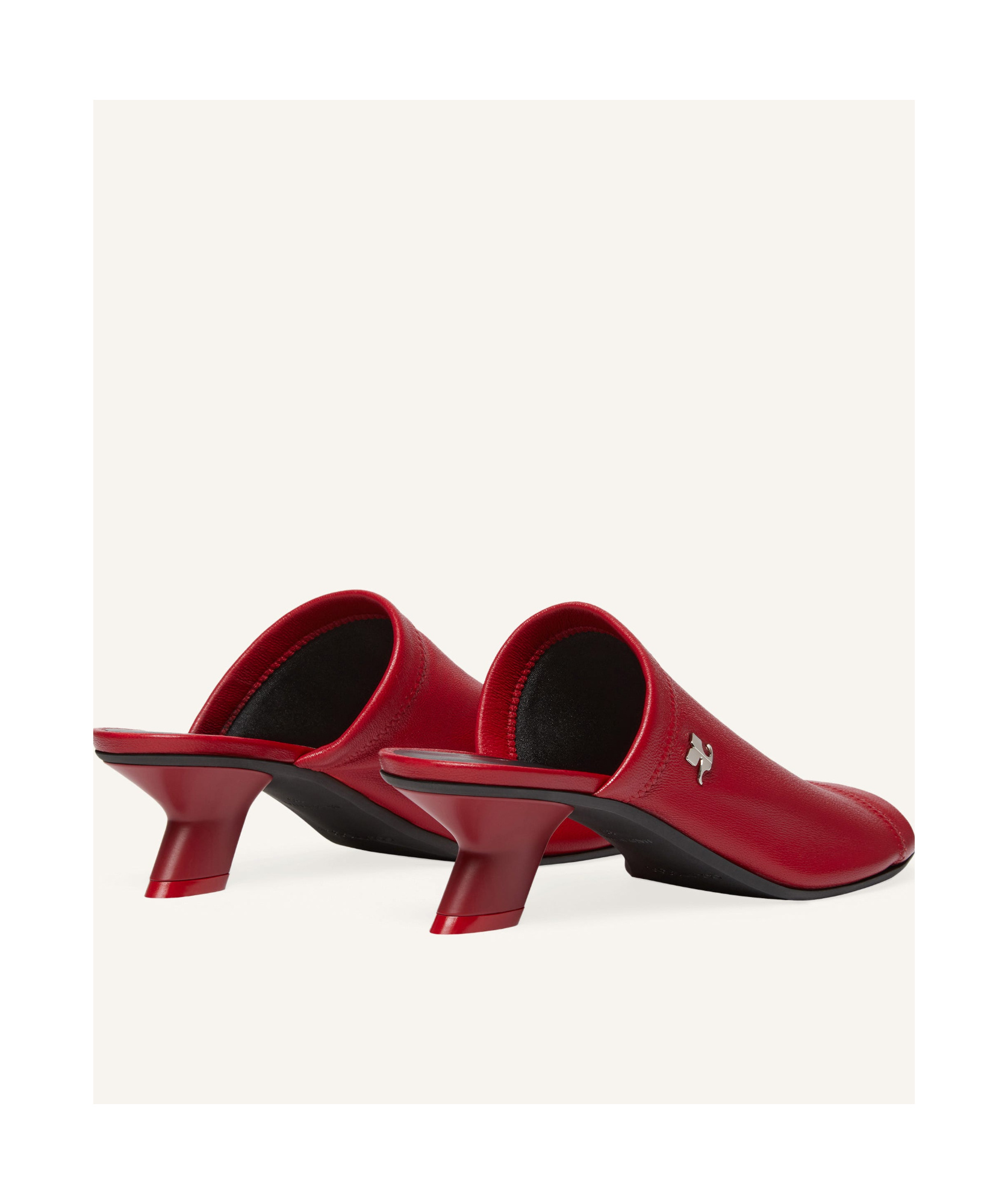 Courrèges Wet Stretch 50 Leather Mules In Red