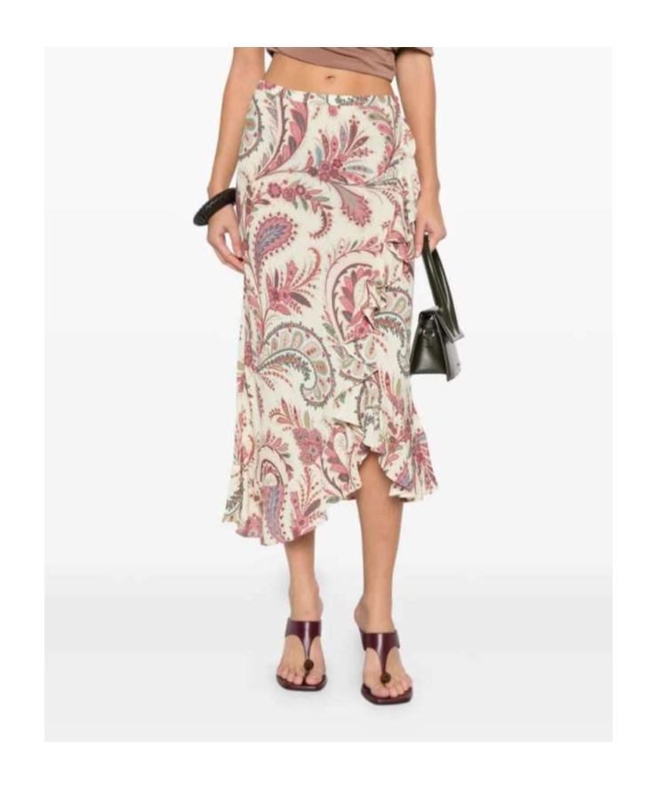 Etro Printed Midi Skirt In Brown