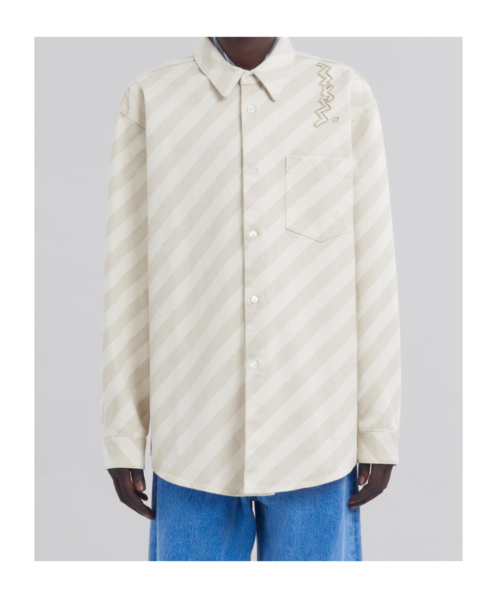 Marni Striped Buttoned Shirt In Nude