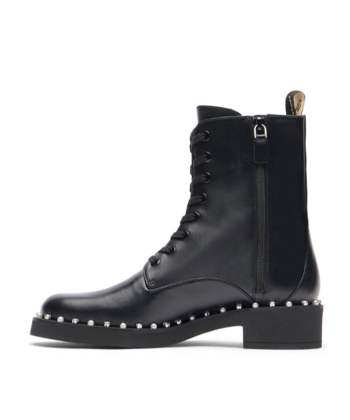 Shop Stuart Weitzman Lacing Short Boots In Black