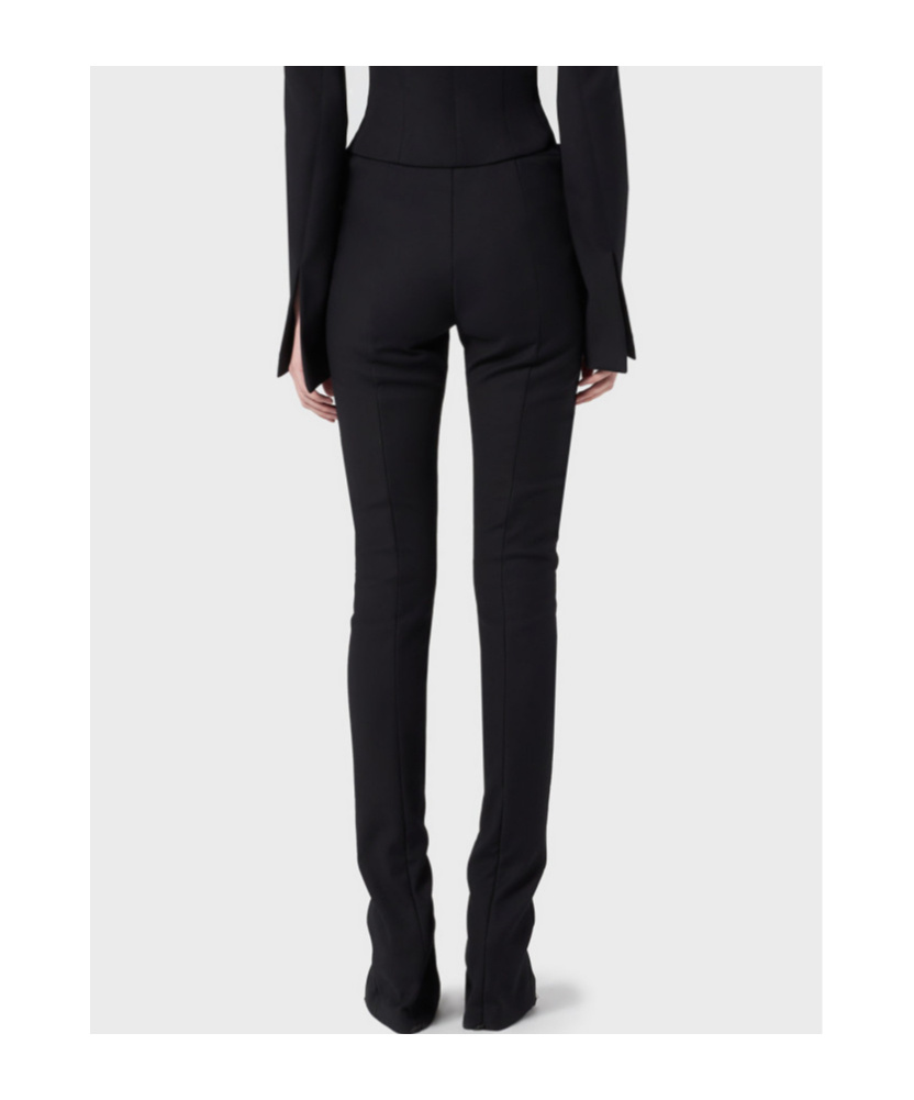 Blumarine Stretch Cotton Pants With Eyelets And Straps In Black
