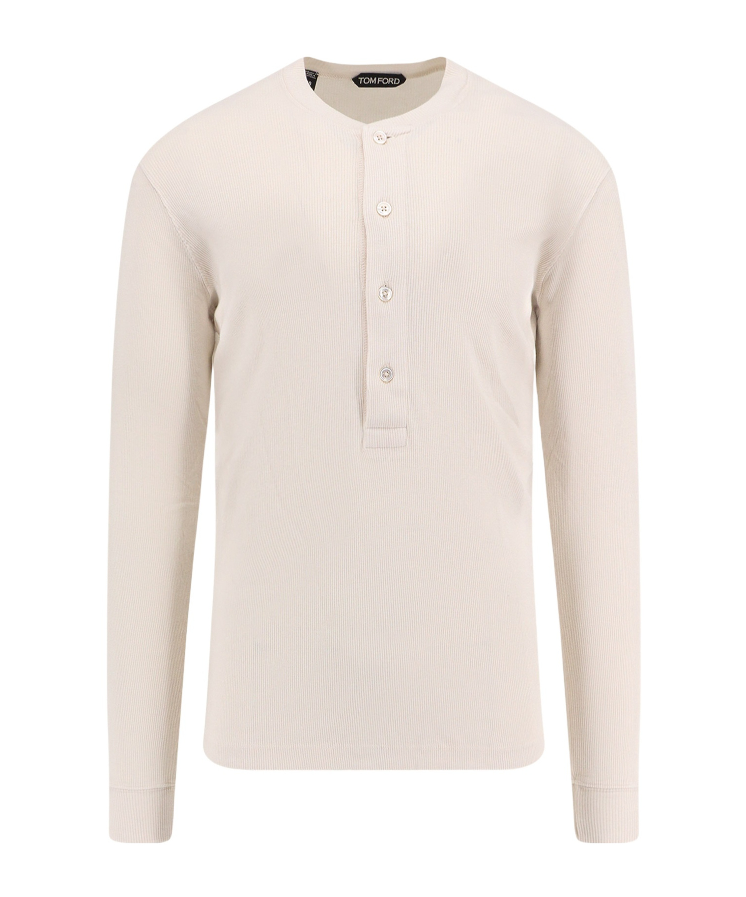 Tom Ford Slim-fit Ribbed Stretch Lyocell And Cotton-blend Henley T-shirt In White