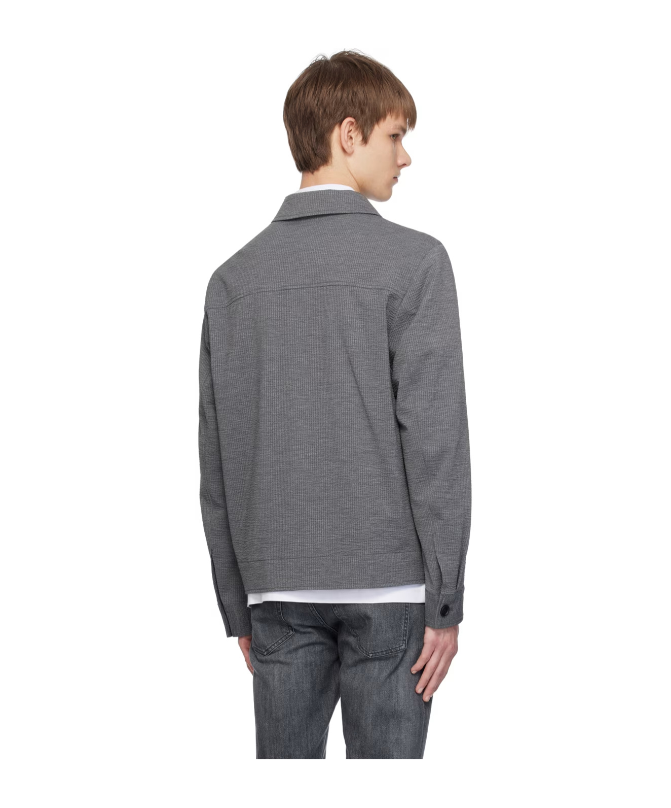 Hugo Boss Lapel Zipper Casual Jacket In Gray