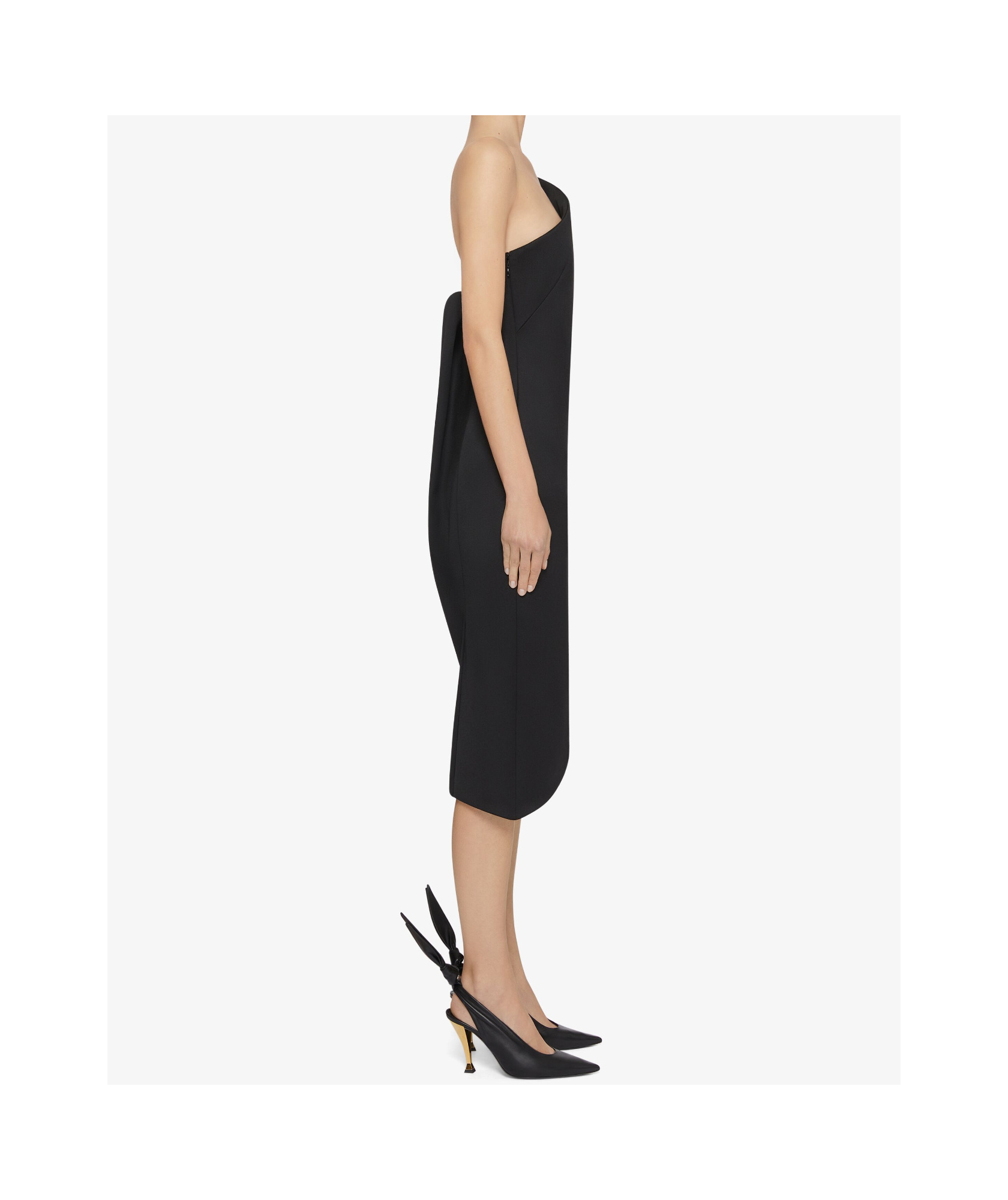 Shop Givenchy Asymmetric Bustier Dress In Wool In Black