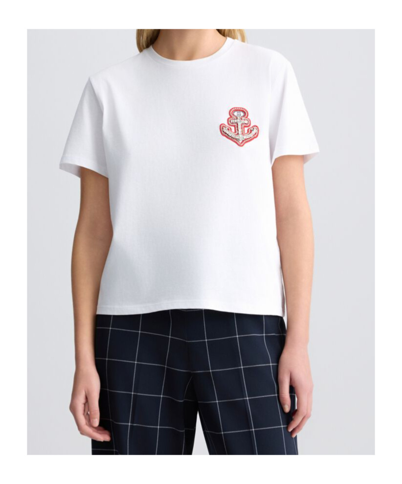 Liu •jo Liu Jo Graphic Embroidered Embellished T In White