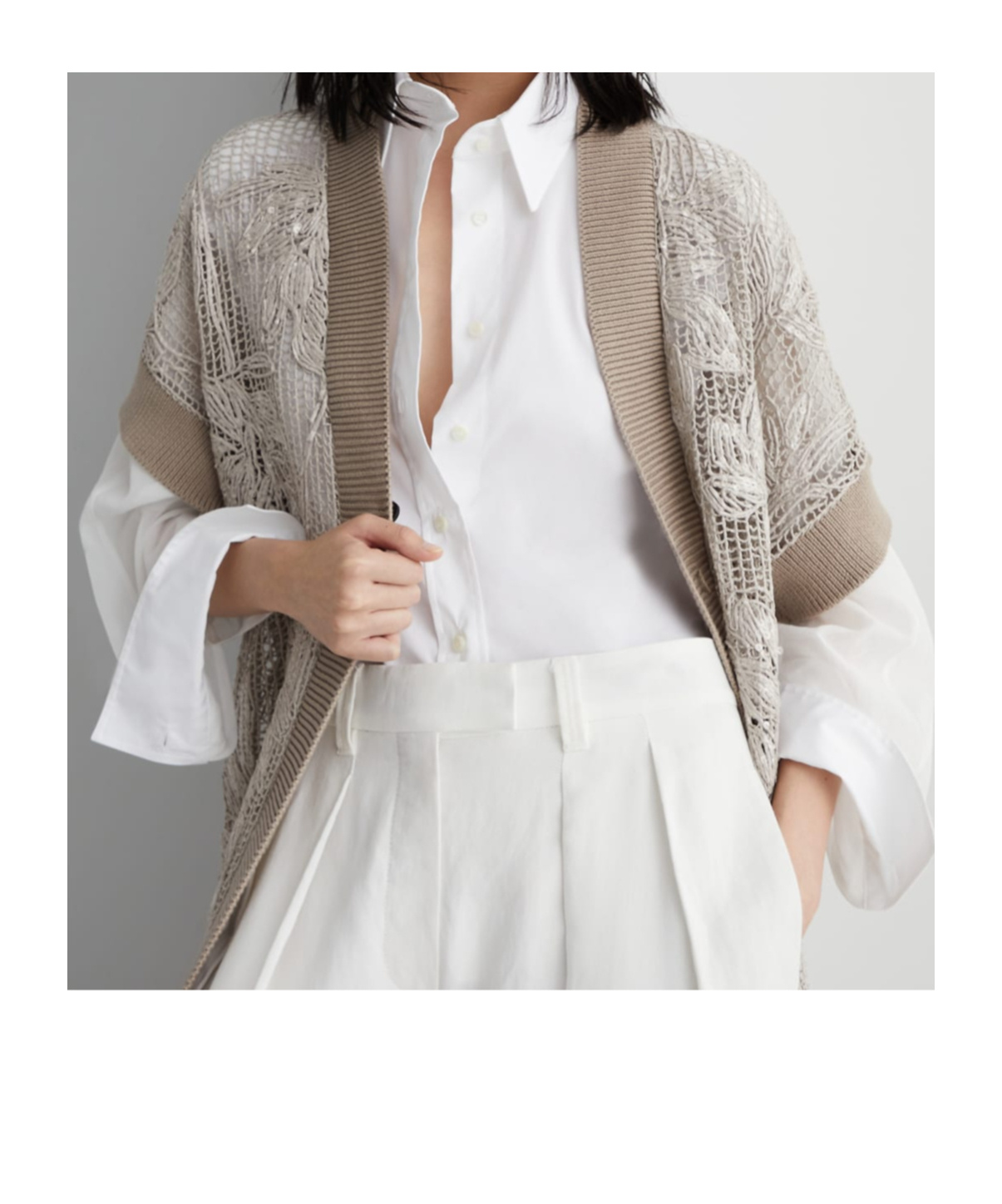 Brunello Cucinelli Magnolia-embroidered Long Cardigan In Gray
