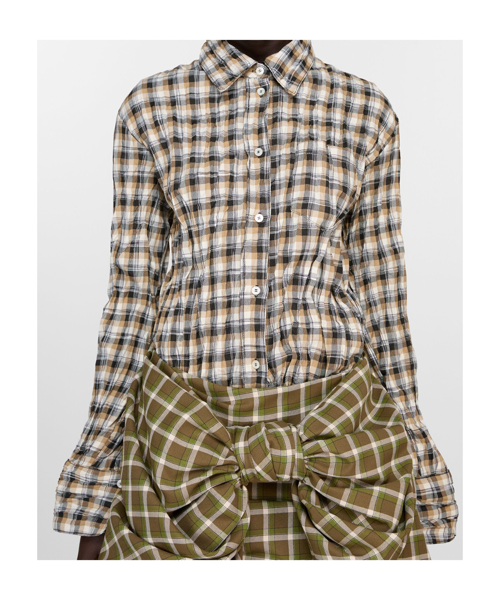 Acne Studios Brown Check Button-up Shirt In Gray