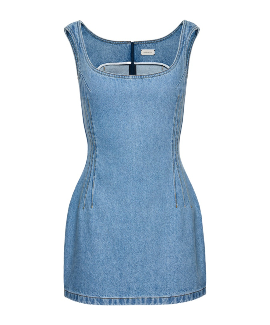 Magda Butrym Denim Mini Dress In Blue