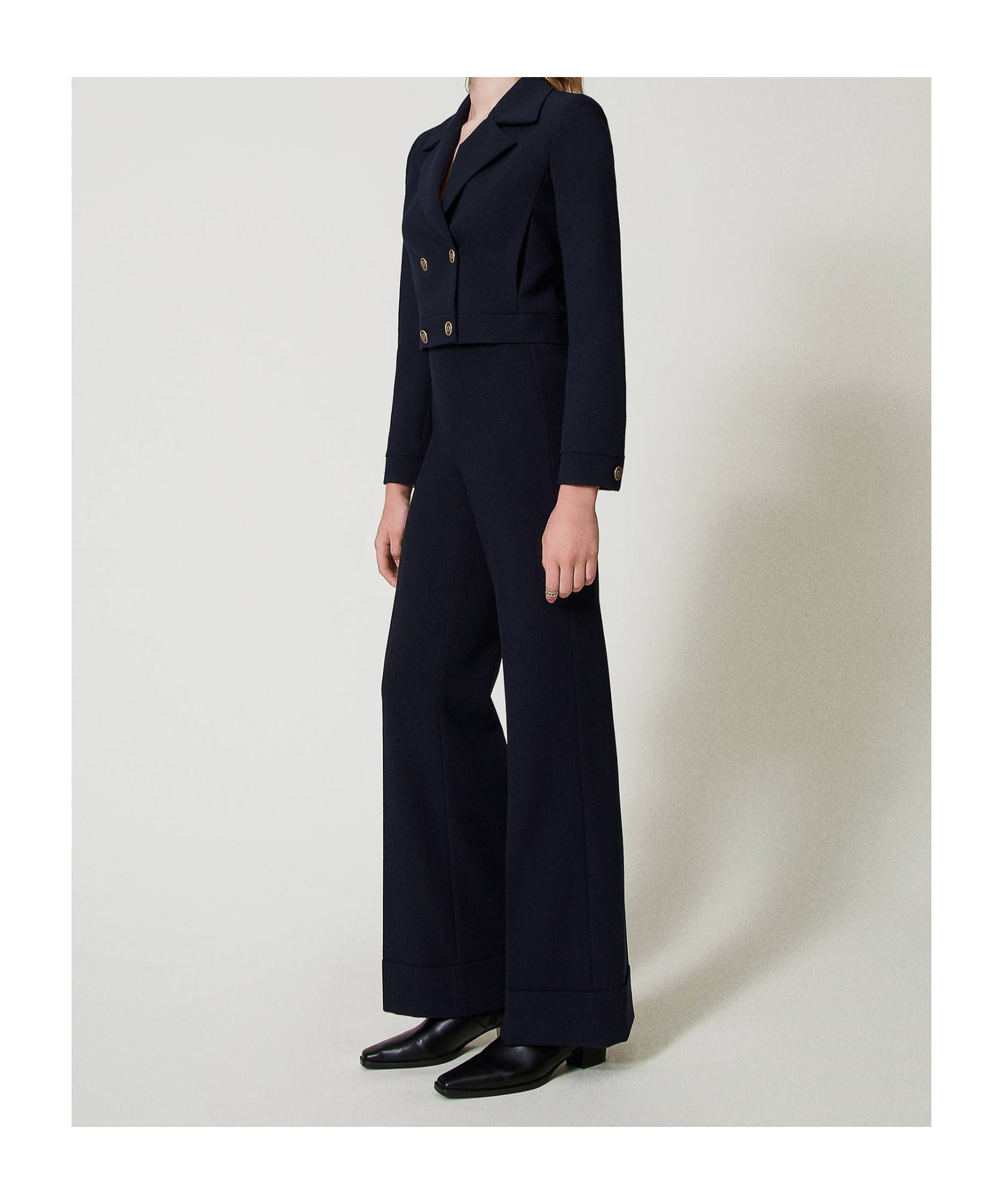 Twinset Cady High-waist Trousers In Black