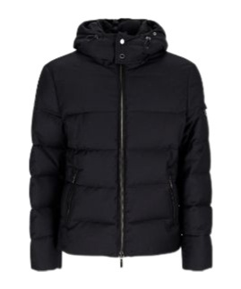 Moorer Long Sleeve Cotton Coat In Black
