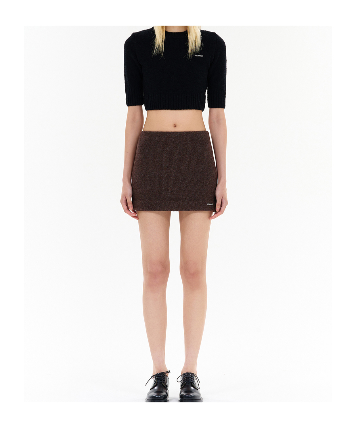 We11 Done Cropped Knitted Top In Black