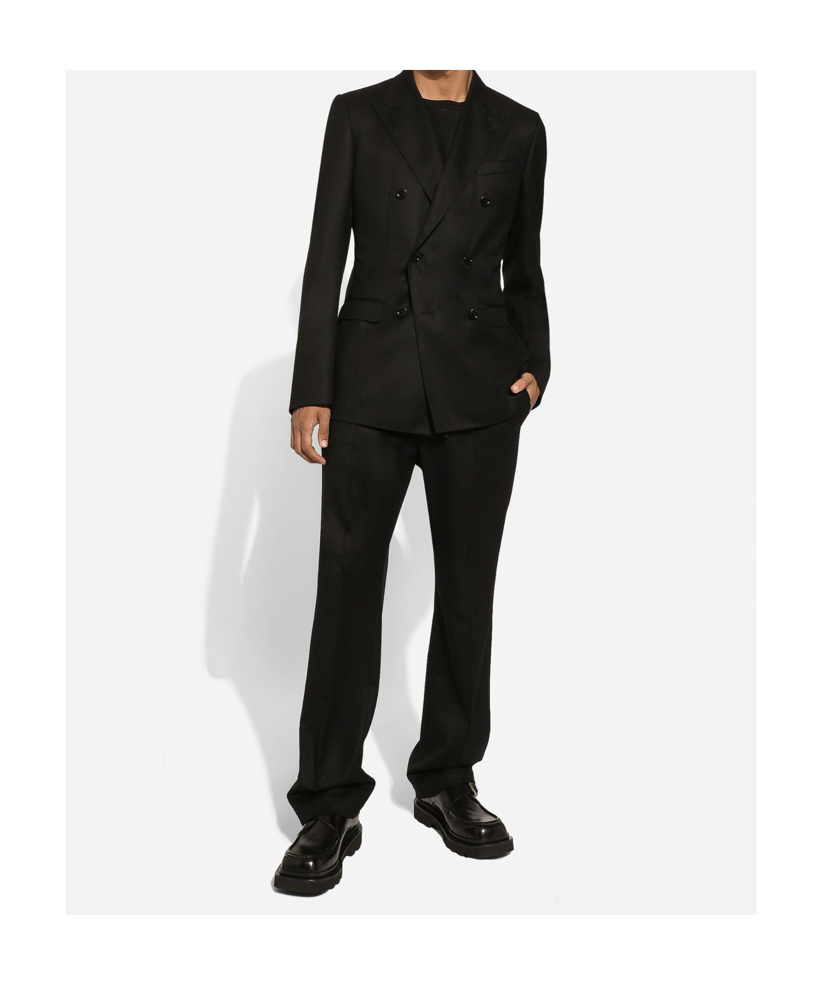 Dolce & Gabbana Double-breasted Virgin-wool Blazer In Black
