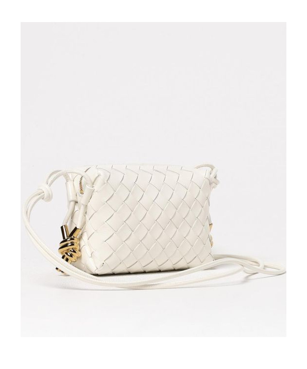 Bottega Veneta Womens White Candy Loop Micro Intrecciato Leather Cross-body Bag In White