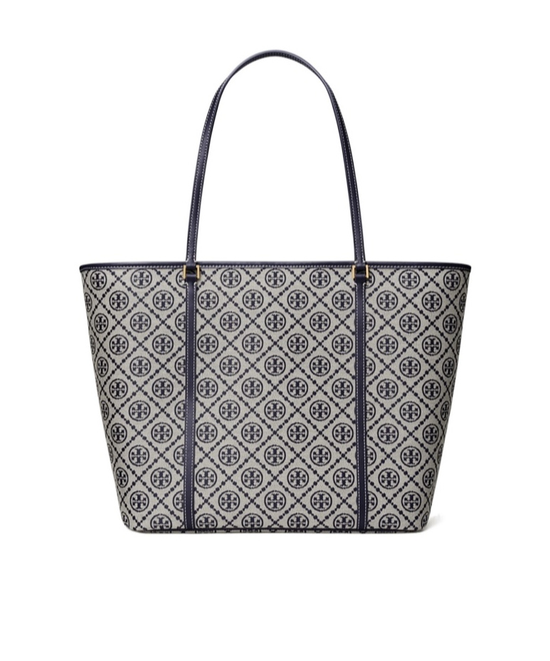 Tory Burch Small T Monogram Jacquard Tote In Gray
