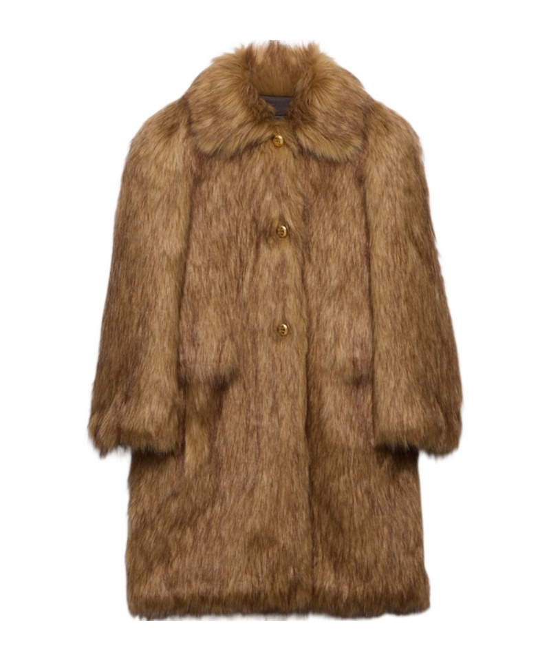 Prada Long-sleeved Coat In Brown