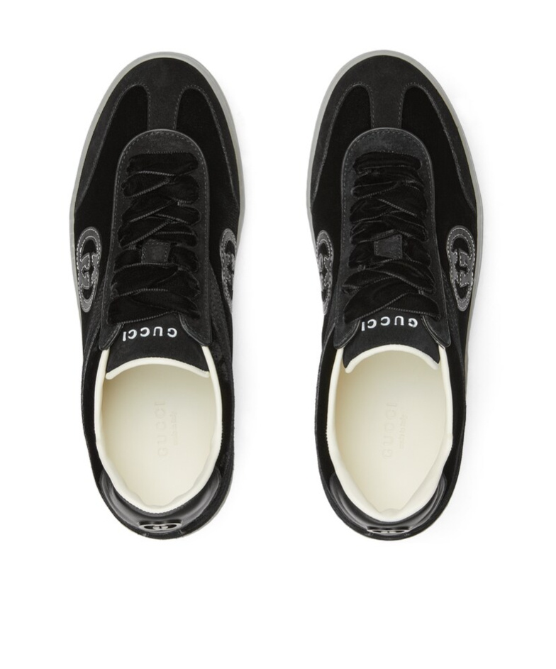 Gucci Black Velvet Sneakers In Black