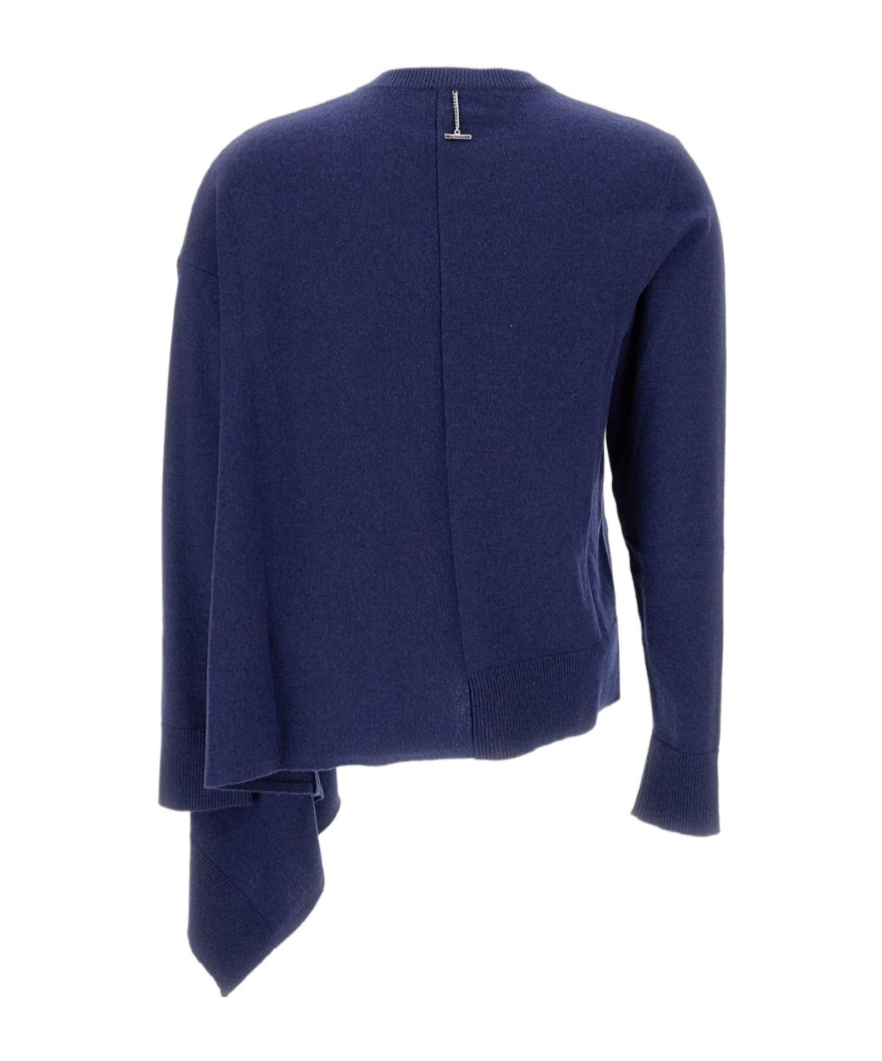 Alexander Mcqueen Asymmetric Hem Cashmere-wool Sweater In Blue